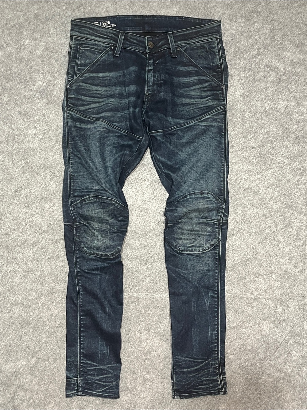 G-Star 5620 3D Super Slim Raw Dark Indigo Moto Skinny Jeans